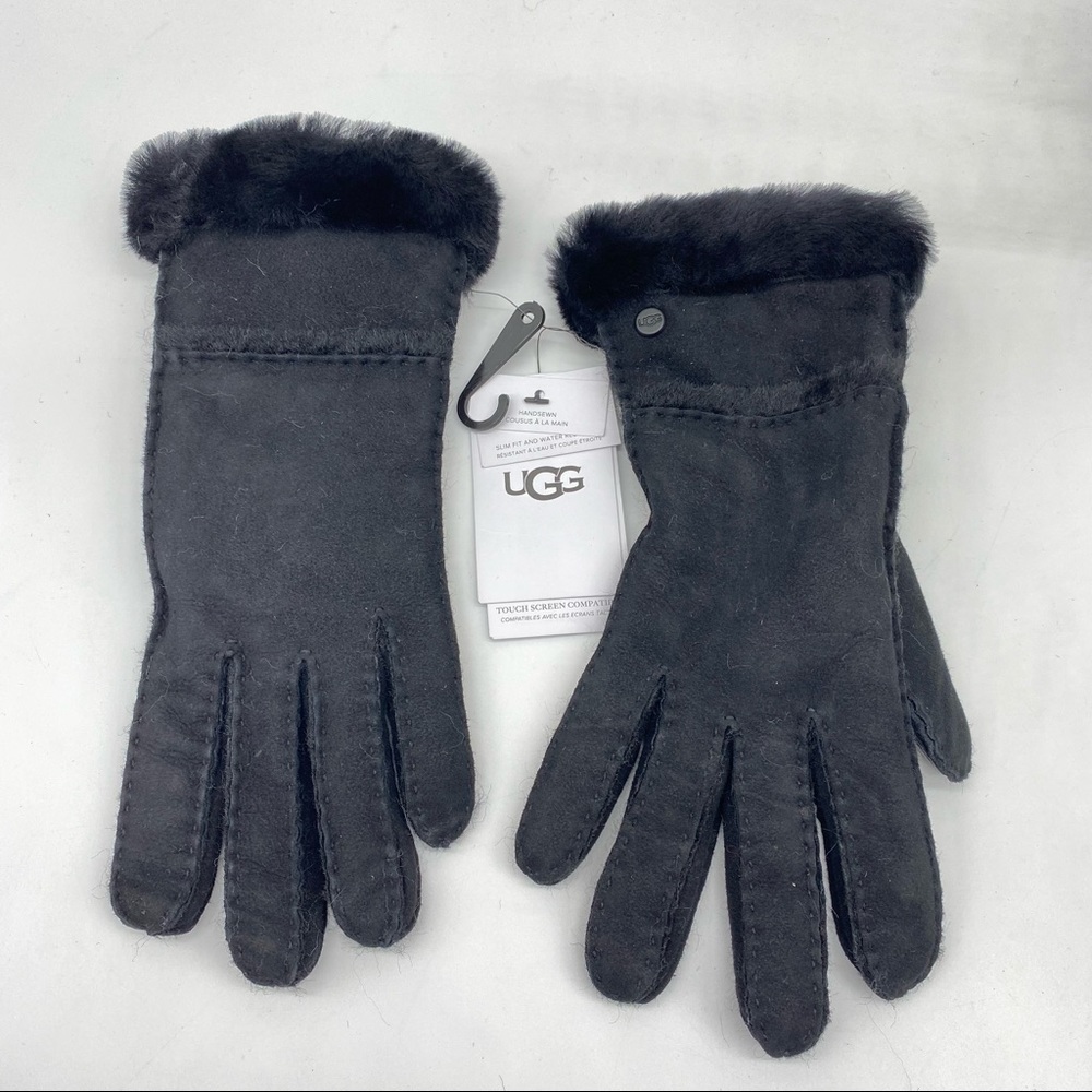 UGG Women’s Black Shearling Seamed Tech Gloves NWT - Picture 6 of 12